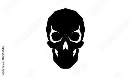 Human Skull Glyph Icon Black Vector Illustration