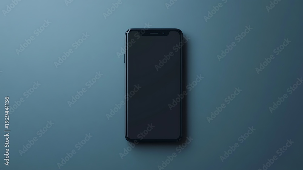 Naklejka premium Modern smartphone on solid blue background minimalist design copy space