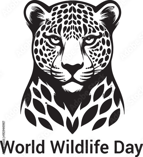 World wildlife day Tiger silhouette graphic.