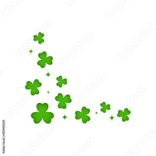 St Patrick day clover corner border. Irish ornament with clovers. Vector illustration 