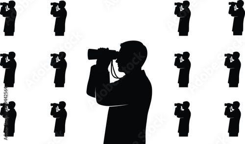 Photographer Silhouettes Collection Illustration Featuring Camera Operators Taking Photos Representing Photography Profession, Media Production and Creative Visual Content Concept
