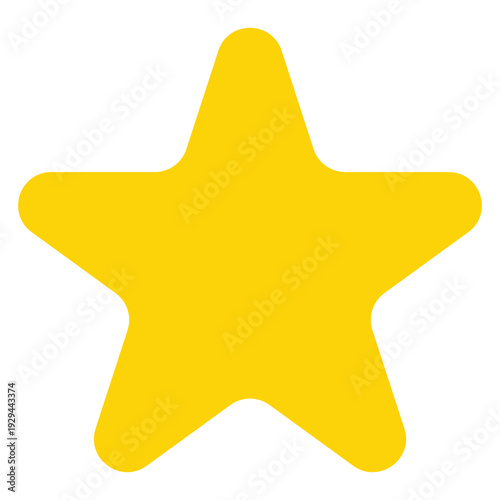 Yellow Rounded Star Vector Shape on white background
