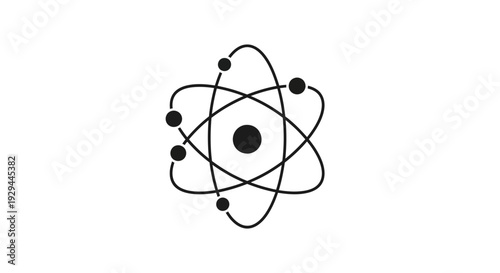 Atomic structure illustration of electrons orbiting nucleus in a simple diagrammatic representation