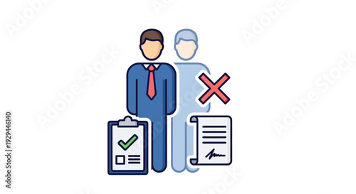 Conceptual illustration of approval or rejection with vector graphics