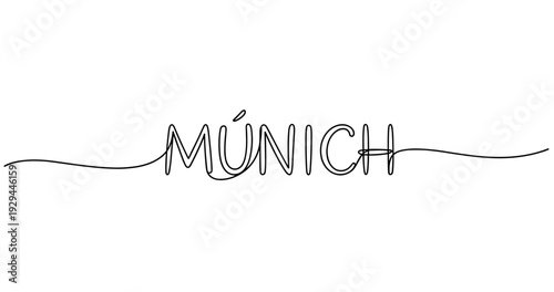 Minimalist text art of munich with elegant line design. No editable strokes