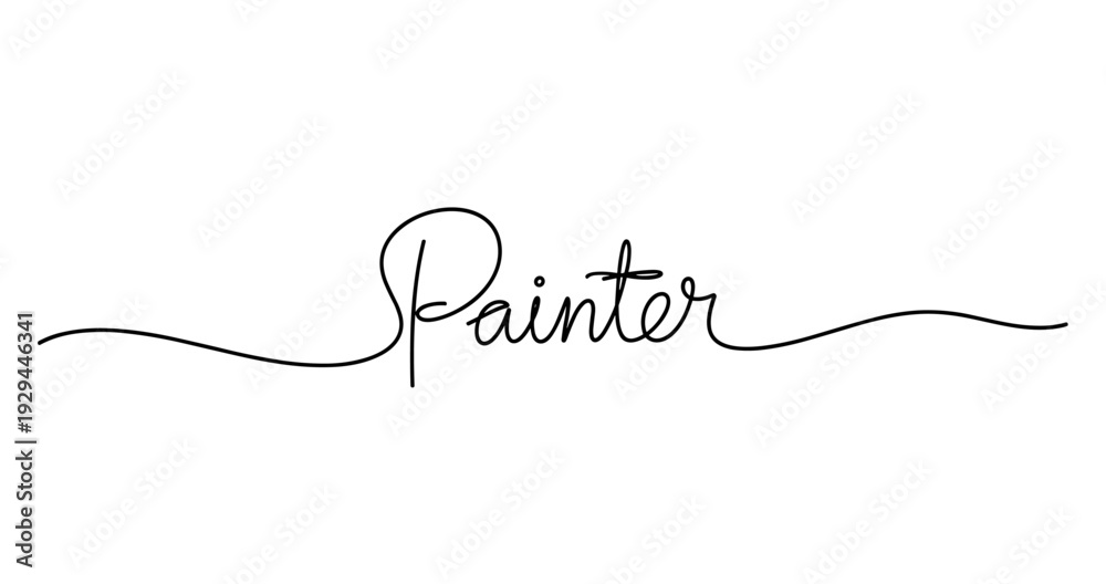Obraz premium Elegant handwritten painter text in black on white background. No editable strokes