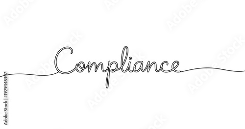 Elegant handwritten compliance text on white background. No editable strokes