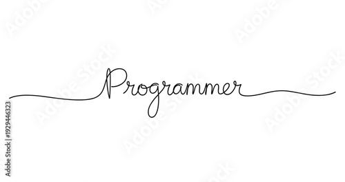 Elegant handwritten script of the word "programmer" on white background. No editable strokes