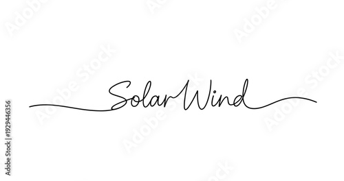 Elegant handwritten cursive text logo: solar wind design. No editable strokes