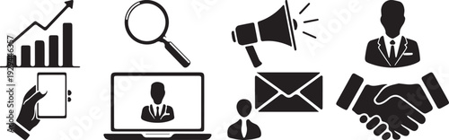 Set of 8 Business and Marketing Icons Vector