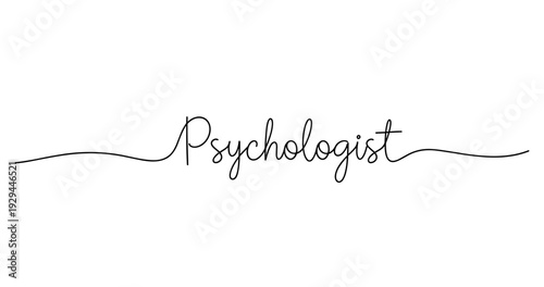 Elegant handwritten psychologist text with curved line. No editable strokes