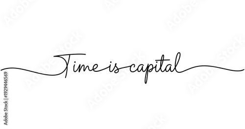 Time is capital handwritten calligraphy on white background. No editable strokes