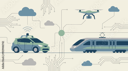 Connected transportation ecosystem: autonomous car, drone, and train