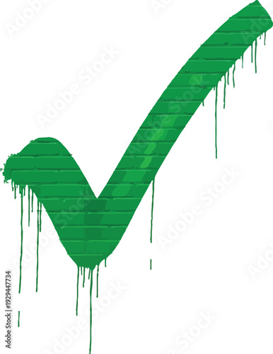 A green checkmark with a paintbrush effect on a white background