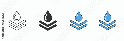 Waterproof Material Icon layer line and solid style design, water resistance and protection symbol, moisture barrier concept
