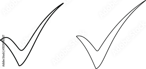 Two hand drawn checkmarks on white background