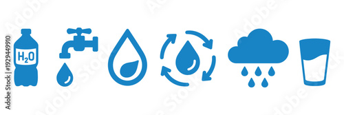 Water Drop Icon line style symbol, liquid droplet graphic, environmental eco sign, recycle and rain concept design