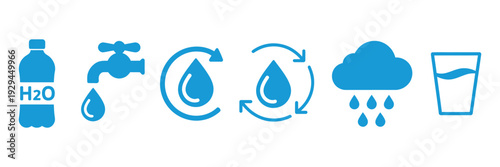 Water Drop Icon line style symbol, liquid droplet graphic, environmental eco sign, recycle and rain concept design