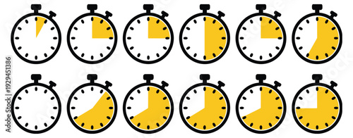 Stopwatch Timer Icon countdown duration display, timer symbol graphics, cooking and sport chronometer illustration