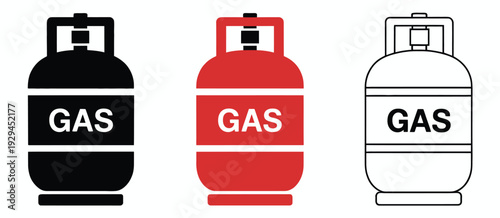 Gas tank icon pack, includes LPG cylinder silhouettes, vector illustrations for application, logo, web, UX, UI, and interface design projects.