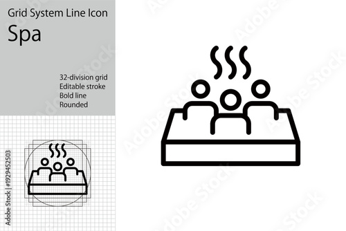 Spa, hot spring and thermal pool icons