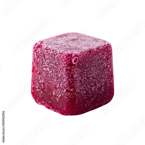 Red cube gummy candy with sugar coating