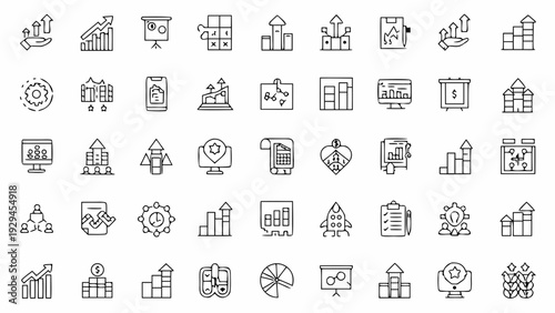 Professional business icons set for presentations and reports