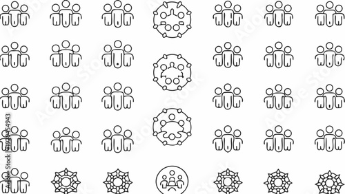 Stylized people icons and teamwork symbols in modern design