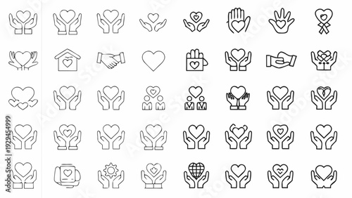 Heartfelt icons for love and charity campaigns