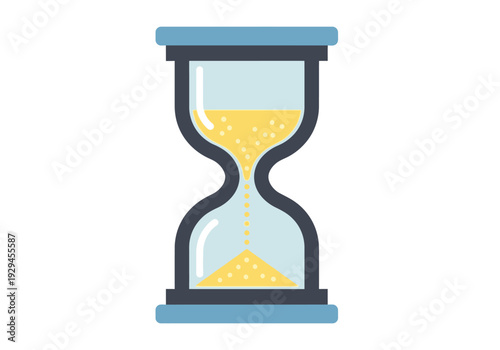 Hourglass with Yellow Sand Flowing Downward.