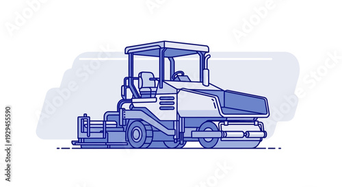 Illustration of a Modern Road Roller Machine.