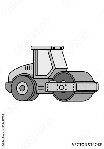 Illustration of a Road Roller Machine for Construction Work.