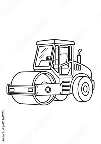 Illustration of a Road Roller Construction Vehicle.