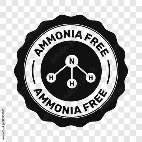 Ammonia free icon. Rounded outlined vector icons in black color.