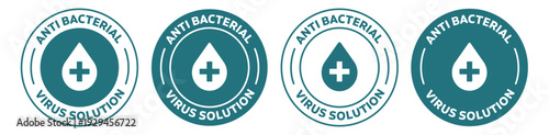 Anti bacterial and virus solution icon set on white background
