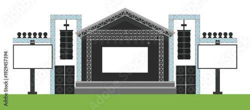 фотографія Professional outdoor concert stage vector illustration with metal truss large sc