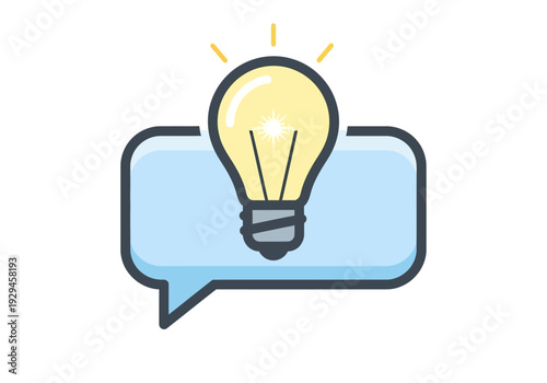 Light Bulb Idea Symbol Inside Speech Bubble.