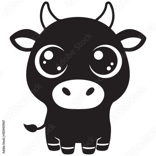 Cute Cartoon Cow with Big Eyes