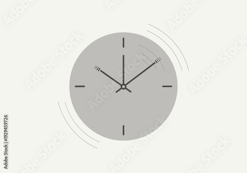 Minimalist Gray Clock Face with Wavy Motion Lines.