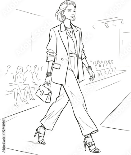 Runway model line art.