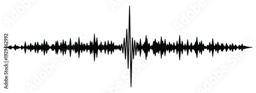 Dynamic sound wave pattern with intense black peaks on white
