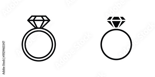 Diamond ring icon in doodles flat and line stroke pack