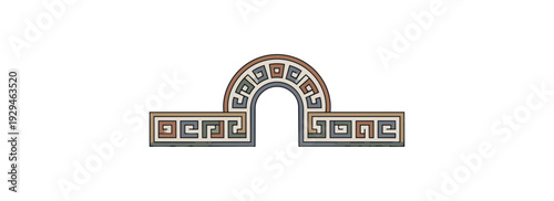 Ancient archway design graphic with decorative pattern on black