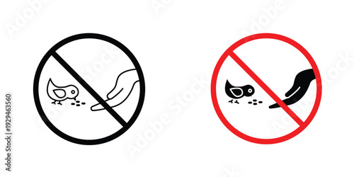 Do not feed birds sign in doodles flat and line stroke pack