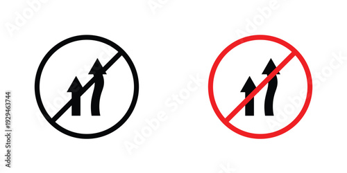 Do not overtake traffic sign in doodles flat and line stroke pack