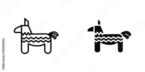 Donkey pinata icon in doodles flat and line stroke pack