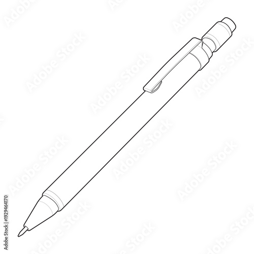 Orthographic mechanical propelling pencil drafting instrument blueprint drawing.