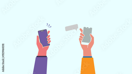 Young People use Smartphones and Surfing in Social Media, showing a modern lifestyle concept of teenagers connected through digital communication