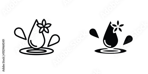 Essentials oil drop icon in doodles flat and line stroke pack