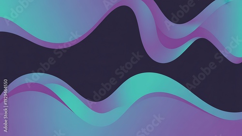 abstract vector background with flowing shapes, gradient colors (turquoise to purple), soft curves, modern aesthetic, high resolution vector, suitable for presentation slides or web banners